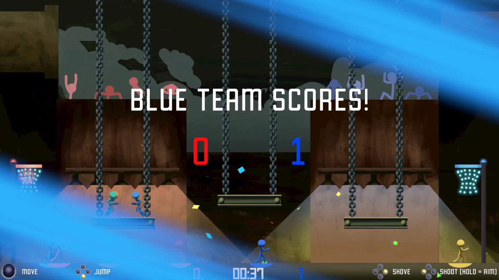 Bullet Barrage Basketball - blue team scores!