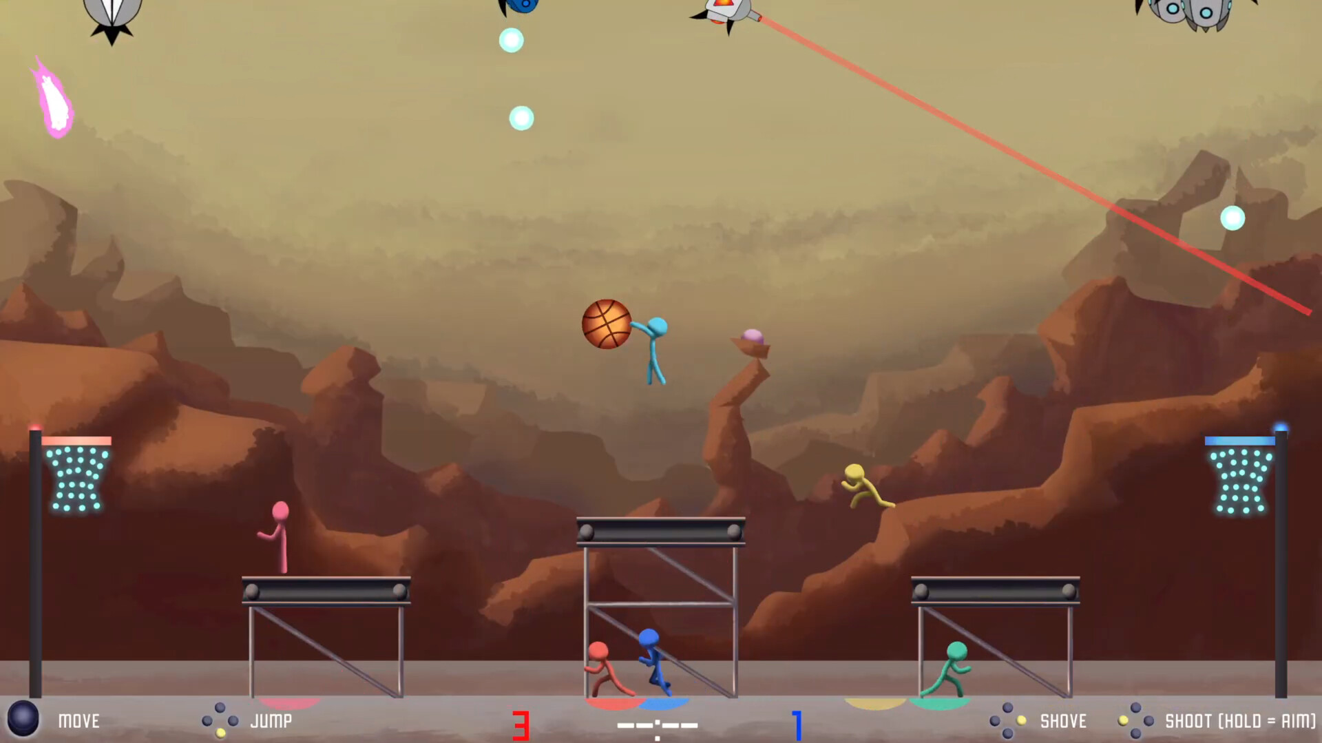 Bullet Barrage Basketball - throwing ball in middle of the court