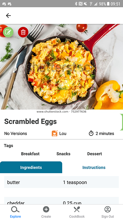 MyDish - Individual Recipe