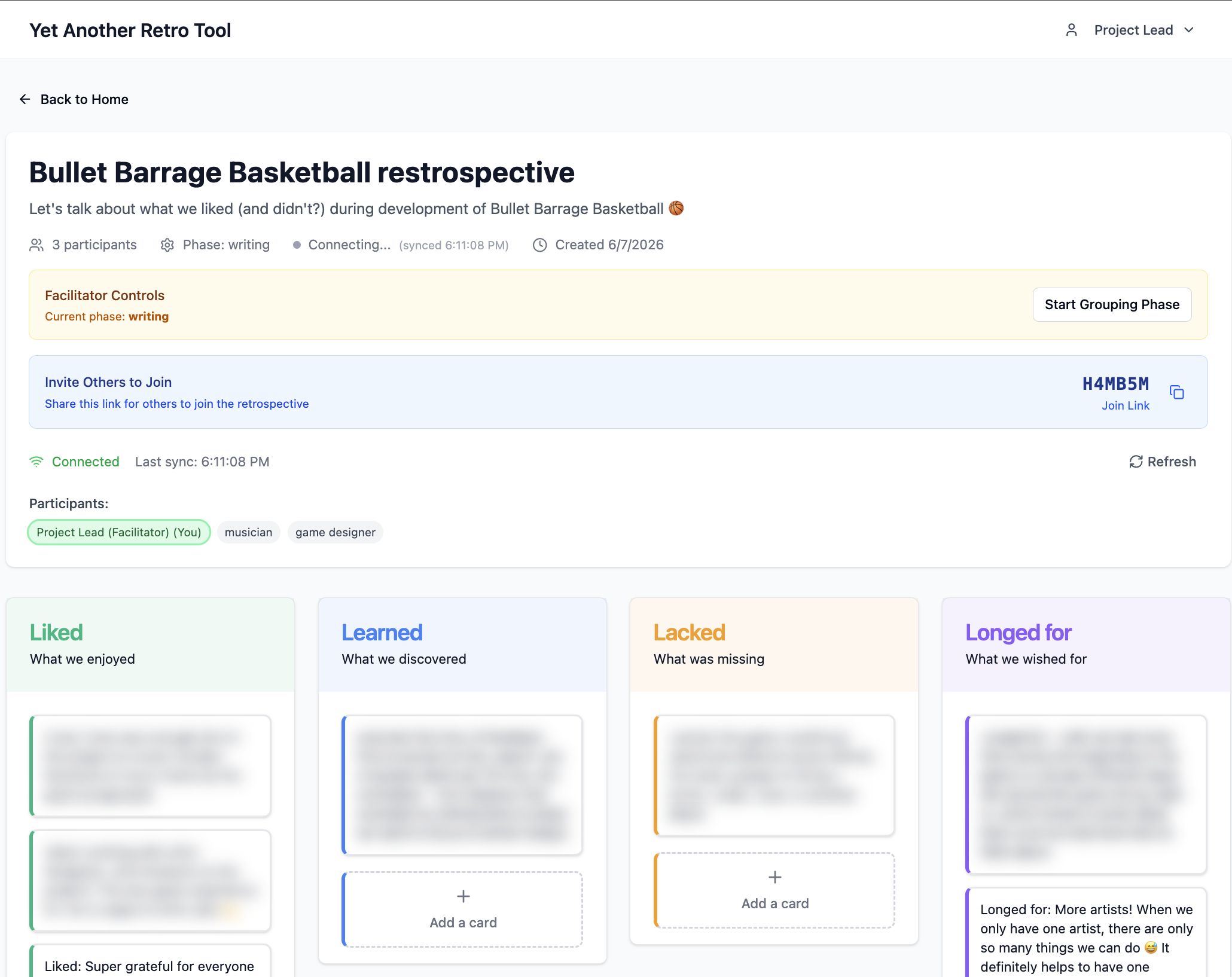 yet-another-retro-tool: Writing phase